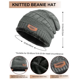 Vijamiy Winter Hats for Mens 5PCS Thermal Woolly Hat Scarf Gloves Set Ear Muffs Men Neck Warmer Touch Screen Gloves and Fleece Socks for Skiing Hiking Driving(Gray)