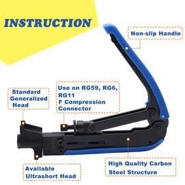 Delgada Coax Cable Crimper Kit,Compression Tool Coax Cable Crimper Set with 20 PCS F Compression Connectors, Adjustable RG6 RG59 RG11 75-5 75-7 Coaxial Cable Stripper