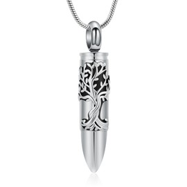 [QGJNSGC] Tree of Life Memorial Pendant, Men's Twisted Bar Urn Pendant, Hand Memorial Pendant, Urn Necklace, Removable, Stainless Steel, Commemorative Jewelry, Stainless Steel, Zircon