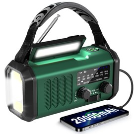 Emergency Radio NOAA Weather Radio with Hand Crank & Solar Charging 20000mAh Battery Built-in Flashlight, Reading Light & SOS Alarm AM/FM Weather Bands Compact & Portable for Camping & Emergencies