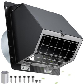 4" Dryer Vent Cover Outdoor,Dryer Vent Cover for Exterior Wall Vent Hood Outlet Air Vent,Dryer Vent Cover Outside,Exterior Dryer Exhaust Vent Cover Cap for House AC,Through Wall Dryer Vent Kit,Black