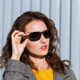 Face Shadow Women's Polarised Over Sunglasses for Glasses Wearers, UV Protection, Ultra Light Fit-Over Glasses, m-brown leopard frame/gray lens