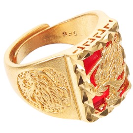 TEHAUX Copper Open Ring Men's Ring Chinese Style Dragon Ring Adjustable Ring for Men Women Fashion Jewelry Festivals