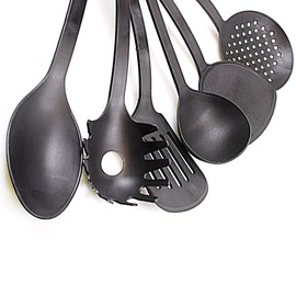Bahob® Premium 6pc Nylon Kitchen Utensil Set for Cooking 30cm Cooking Utensils,Slotted Spatula,Slotted Spoon,Spaghetti Server,Serving Spoon,Soup ladle,Spatulas