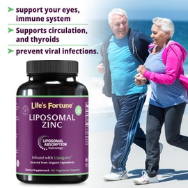 Liposomal Zinc Supplement with Copper, Immune Support, Metabolism, and Skin Health | High Potency Pure Zinc Citrate Vitamins for Adults Men & Women | Powerful Herbal Antioxidant | 90 Capsules
