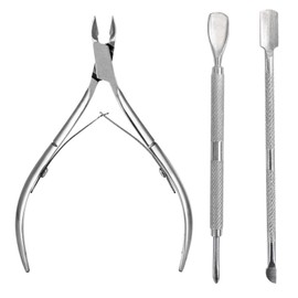 3 Pcs Stainless Steel Cuticle Pusher Cutter Remover Cuticle Cutter Stainless Steel Cuticle Cutter and Remover Best Nipper Nail Care Tool for Manicure and Pedicure