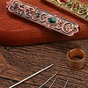 Vintage Needle Case Set Rhinestone Carved Pattern Fashionable Sewing Needles