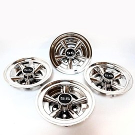 Huskey 4X Chrome 8" Golf Cart Hub Caps Compatible with EZGO, Club CAR, Yamaha-Easy Snap into Place