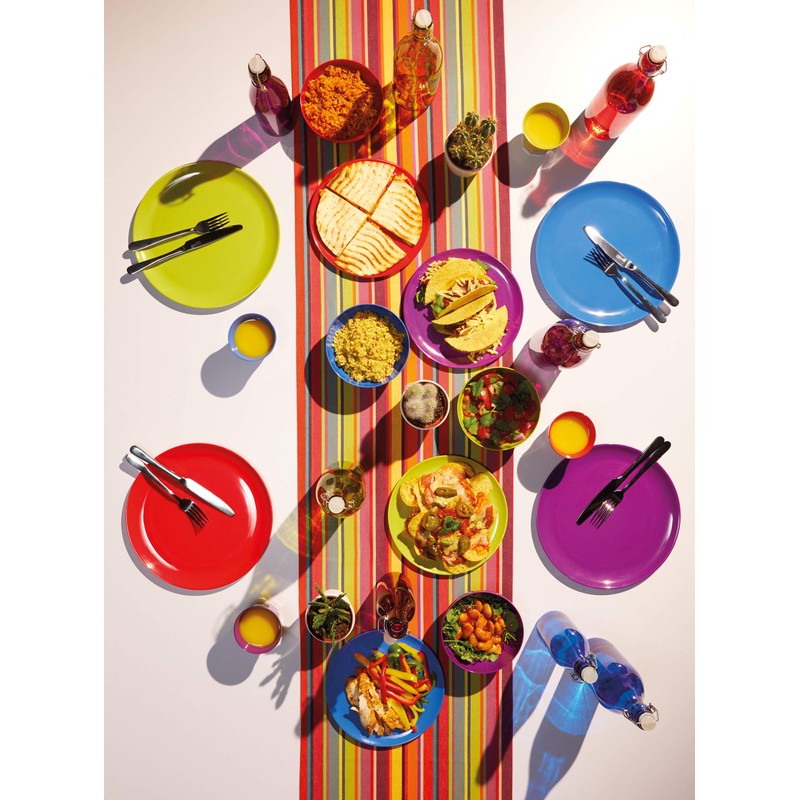 Colourworks Melamine Snack Plates, 23 cm, Multi-Colour, Set of Four