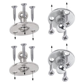 OTUAYAUTO YAQLS03 Flat Round Gas Strut Mounting Brackets - 10mm Ball Stud with Screws (Pack of 4)