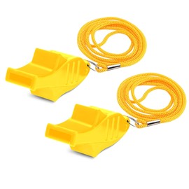 Plume'CHJ Whistle, 2-Pack Fish Shaped Pearl-Free Plastic Whistle with Lanyard，Sports Referees, and Officials，Camping, Emergency Callingreferee Coach Whistle (Yellow)