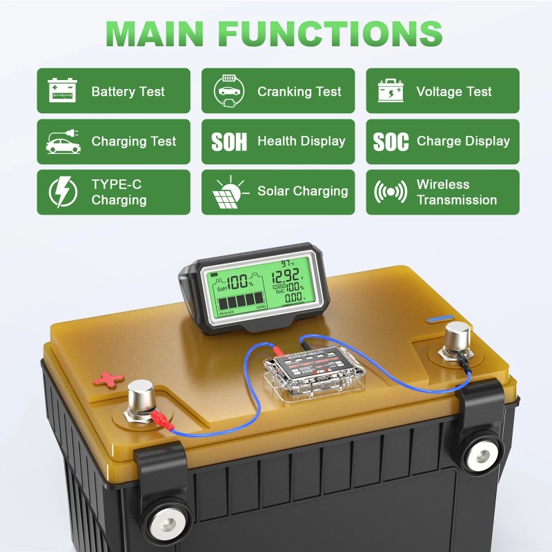 ANCEL LCD 12V Battery Tester Battery Health Analyzer Charging Test