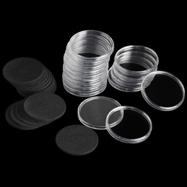 20 Sets Coin Capsules with 6 Sizes Adjustable Protective Foam Seal Coin Holder Case for Coin Collection DC03 (Black EVA Foam Padding, [18/23/28/33/38/46 mm]-20 Sets)