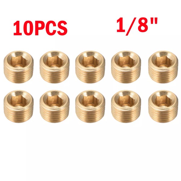 Unbranded 10pcs 1/8" Male Brass Internal Hex Head Thread Socket