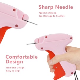 Stitchy Quick Clothing Fixer Micro Stitch Gun for Clothes Instant Stitch Tool Tagging Gun for Clothing Sewing Machine Mini Stitching Guns with 1000 Fasteners & 5 Needles(Pink)