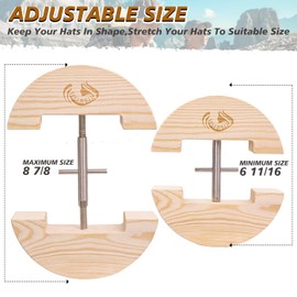 HAIBEIR Wooden Hat Stretcher-Updated Adjustable Buckle Heavy Duty-Easy to Use-Small Size 6.69" to 8.86" Natural