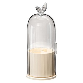 predolo Makeup Brush Holder Cosmetic Organizer with Cover Large Capacity Desktop Stationery Organizer for Bathroom Living Room Vanity, cream