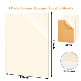 JarThenaAMCS 4Pcs Cream Acrylic Sheets 1/8 Thick 12 x 16 Inch Cream Color Cast Acrylic Sheet Opaque Plastic Panel for Laser Cutting Engraving Materials DIY Crafts