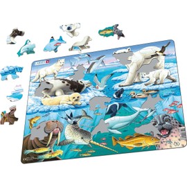 Larsen FH11 Wildtiere auf und um einen arktischen Eisberg Jigsaw Puzzle für Kinder im Alter von 4-12 Jahren - 75 Teile | Bildungs-und Spaß | Rahmenpuzzles | Hergestellt in Norwegen