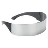 POFET Futuristic Narrow Cyclops Silver Color Mirrored Lens Visor Sunglasses