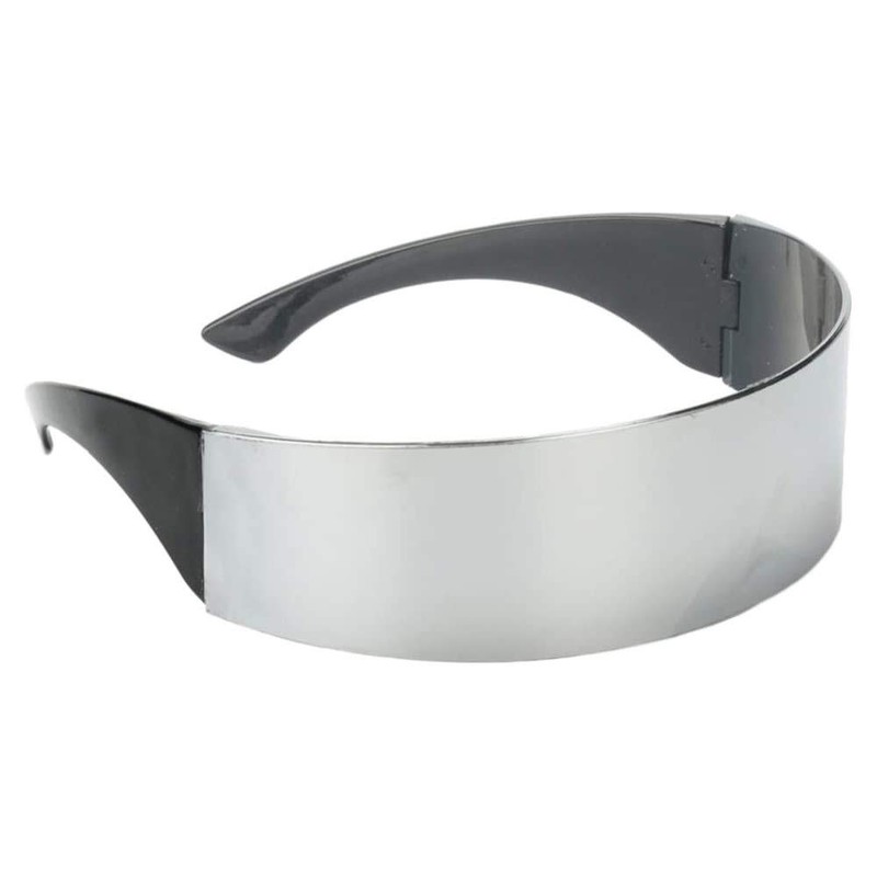 POFET Futuristic Narrow Cyclops Silver Color Mirrored Lens Visor Sunglasses