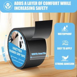 Haetyieh Rubber Grip Tape Non Slip, Self-Adhesive Rubber Tape, High-Friction Texture for Enhanced Safety and Comfort on Handles or Contact Surfaces, Waterproof and Durable (2 in x 10 Ft, Black)