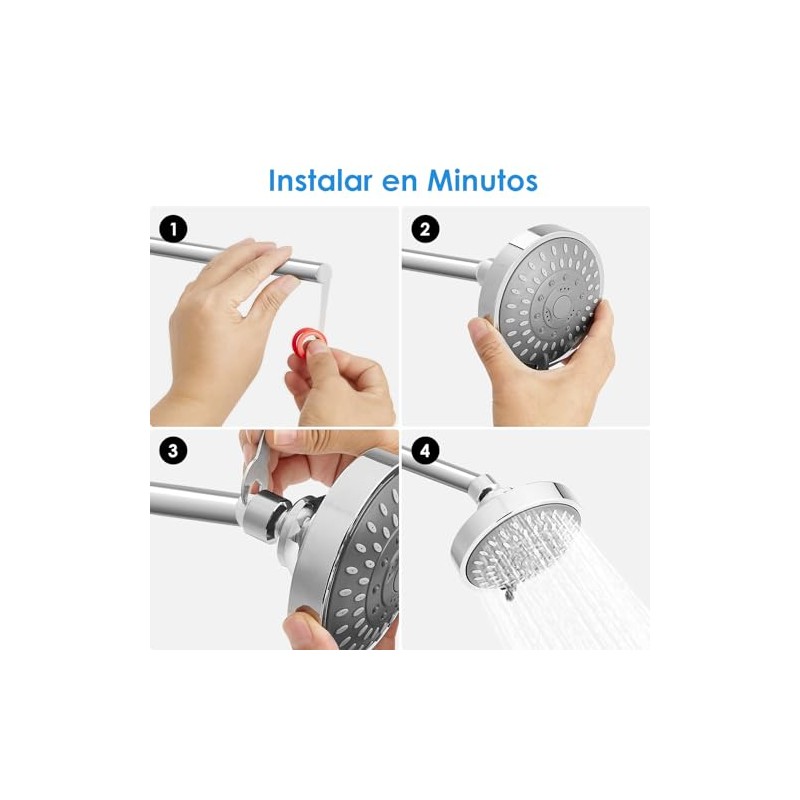 YOMYM Cabezal de Ducha Lluvia de Alta Presión, 5 Configuraciones
