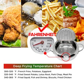 Saltlas Deep Fryer Pot (°F), 11"/4.4Qt (4.2 L) Extra Large Tempura Frying Pot with Lid, 304 Stainless Steel Fry Pot with Fahrenheit Thermometer and Oil Drip Drain Rack
