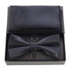 JEMYGINS Men's Plain Bow Tie and Pocket Square with Cufflinks,
