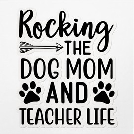 Decal Stickers of Rocking The Dog Mom and Teacher Life Premium Indoor (No Waterproof) Vinyl Decal Stickers for Laptop Phone Accessory Helmet Car Window Mug Tuber Cup Door Wall Decorat ANDVER3f26341BL