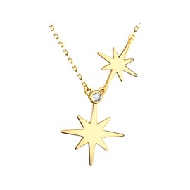 Sofia Milani - Women's Necklace 925 Silver with Zirconia Stones - Star Pendant, Gold, Cubic Zirconia