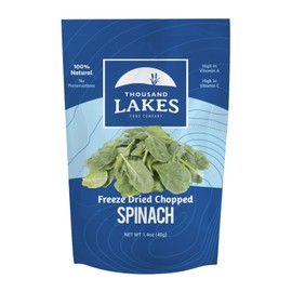 Thousand Lakes Freeze Dried Vegetables - Spinach 1.4 ounces | 100% Veggies | Nothing Added | Excellent Source of Iron