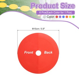 PATIKIL Spot Markers 6 Inch, 6 Pcs Non-Slip Floor Dots Agility Markers Flat Field Cones Poly Dots with Hole for Dance Soccer Basketball Sports, Red/Yellow/Blue/Green/Orange/Purple