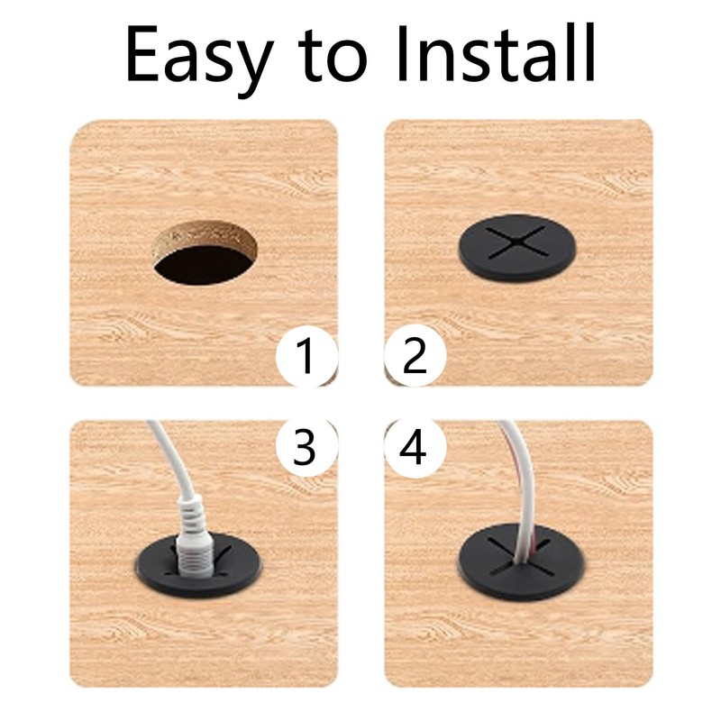 AUXBC 2PCS 2 Inch Flexible ABS Desk Grommet, Cable Cord