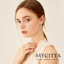 Pave Teardrop Earrings for Wedding Sterling Silver Double Pear Shaped CZ Cubic Zirconia Crystal Rhinestone Birthstone Dangle Earrings Bridal Jewelry for Bride Bridesmaids, Metal, Cubic Zirconia