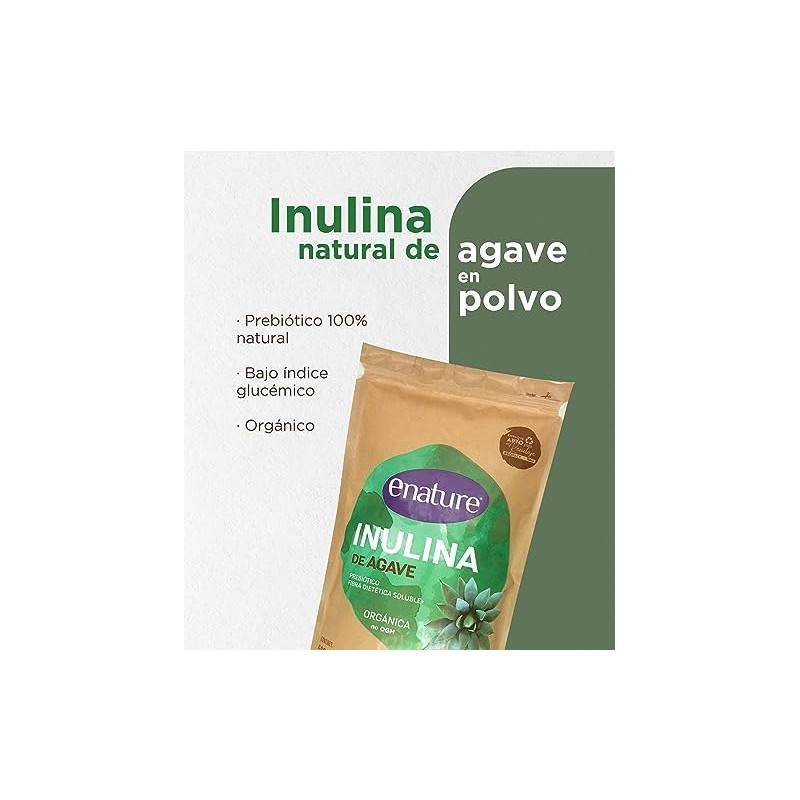 Enature Inulina de Agave Orgánico, Sabor Natural, 500 g