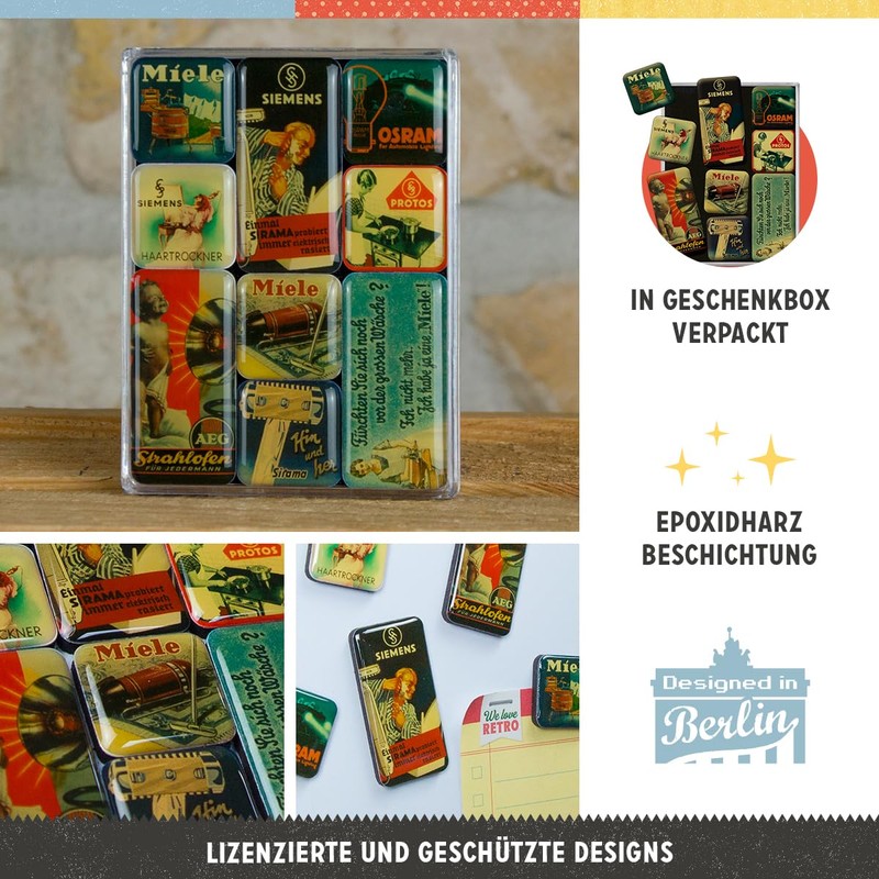 Nostalgic Art 83029 Miele Traditionsmarken, Magnet Set 9–Piece