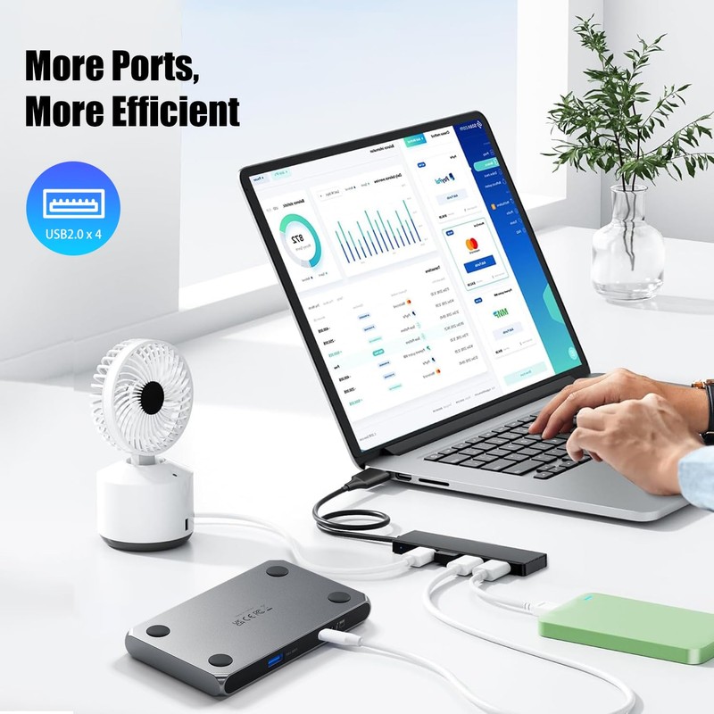 USB Hub,4 Port USB Adapter USB Splitter,Multi USB Port Expander