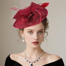 DRESHOW Flower with Single Arrow Feather Fascinators Hat Headband and a Forked Clip Bridal Headpiece Derby Fascinator Pillbox Hat Headpiece for Girls and Women, 1 x single arrow fascinator hat