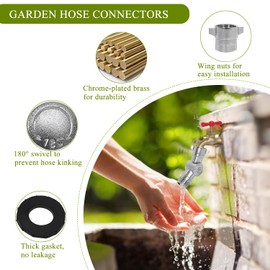 Garden Hose Swivel Connector, 3/4" Heavy Duty Brass Adapter, 180 Degree Rotation Suitable for All Faucet Positions, Hose Extension (1FT)