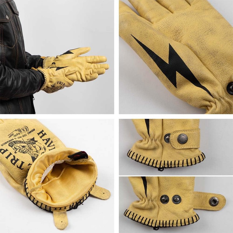 DEGNER Leather Motorcycle Gloves BK (Black) Large TG-107