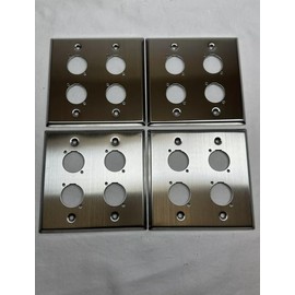 (4) Four Double Gang Blank Wall Plate Four XLR Male/Female "D" Stainless Steel