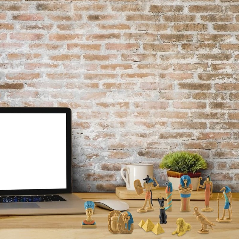 12 Ancient Egypt PVC Miniature Statues, Ornaments with Nebastre, King