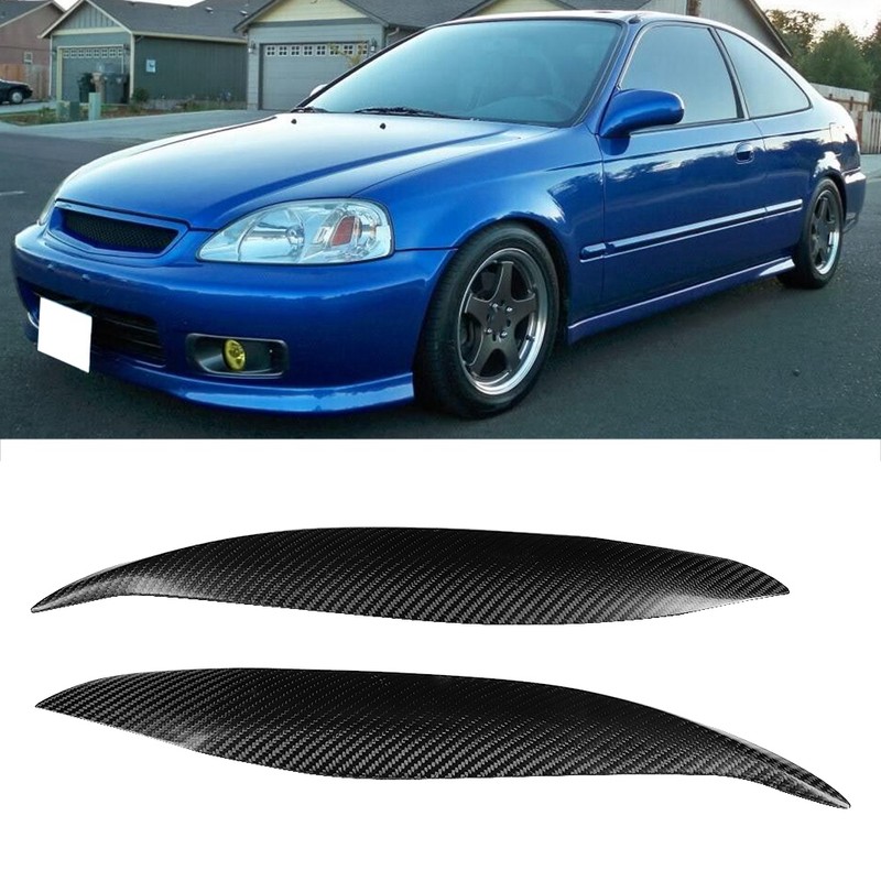 1 Pair Carbon Fiber Car Headlight Eyebrow Eyelid Fit for