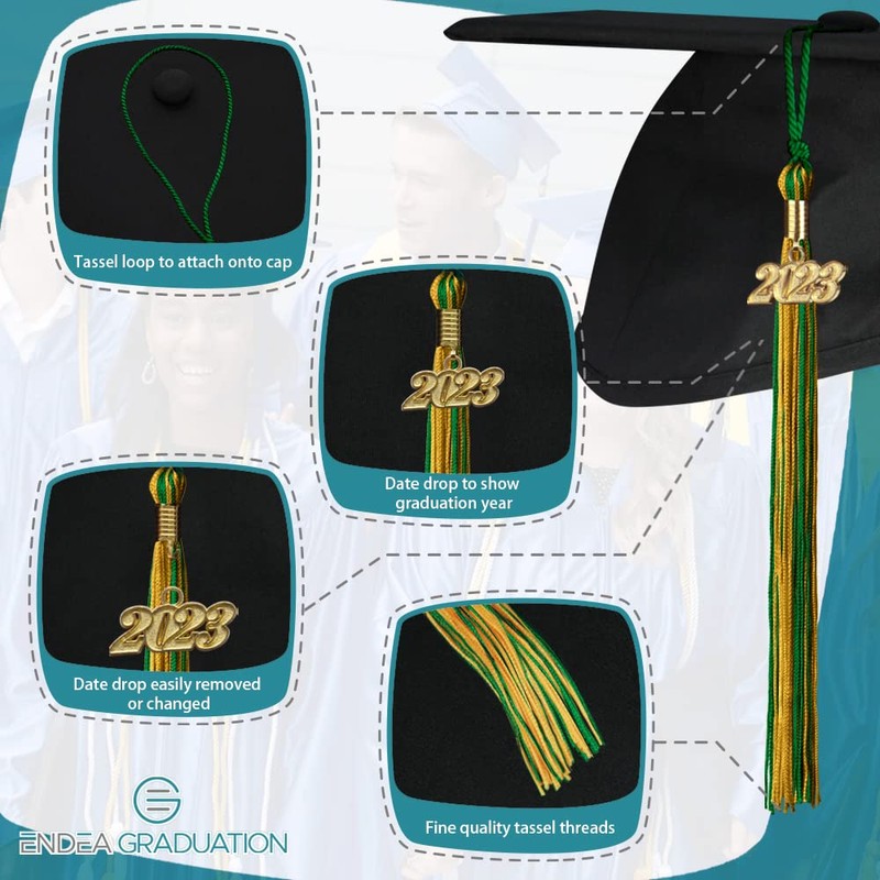 Endea Graduation Mixed Double Color Tassel with Gold Date Drop