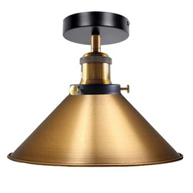 LEDSone Modern Metal Ceiling Light Semi Flush Light Metal Ceiling Light 22cm Tapered Shade (Yellow Brass) [Energy Class A]