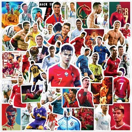 50Pcs Football Star Stickers, Soccer Player(C) Stickers, Vinyl Waterproof Graffiti Decals for Laptop Skateboard Travel Case, Teens and Adults