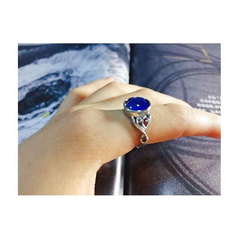 Round Shape Simulated Moon Stone Color Changing Mood Ring (Silvery,