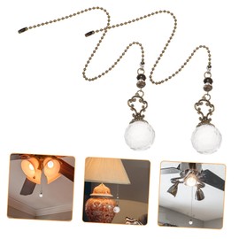 Operitacx 2 Stück Kristall- Kette Deckenventilator Fan Zieht Lampenzubehör Leichter Hängender Kronleuchteranhänger Metall