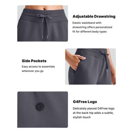 G4Free Women Smoofit Modal Soft Wide Leg Sweatpants Casual Drawstring Mid Waisted Yoga Travel Pants(Deep Grey,XS,27")